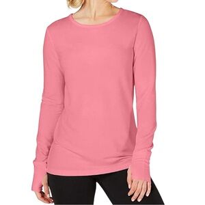 IDEOLOGY Ideology Crochet-Back Long-Sleeve Top Peach MEDIUM  NWT